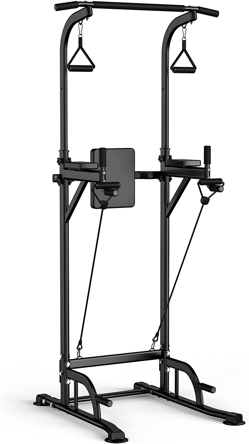 WMK Power Tower Dip Station Pull Up Bar for Home Gym Strength Training Fitness Workout Equipment Height Adjustable Multi-Function