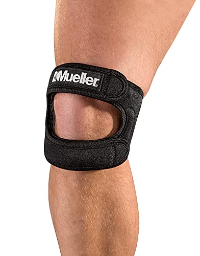 Mueller Sports Medicine Adjustable Max Knee Strap, Patella Tendon Support, for Men and Women, Black, One Size (Pack of 1)