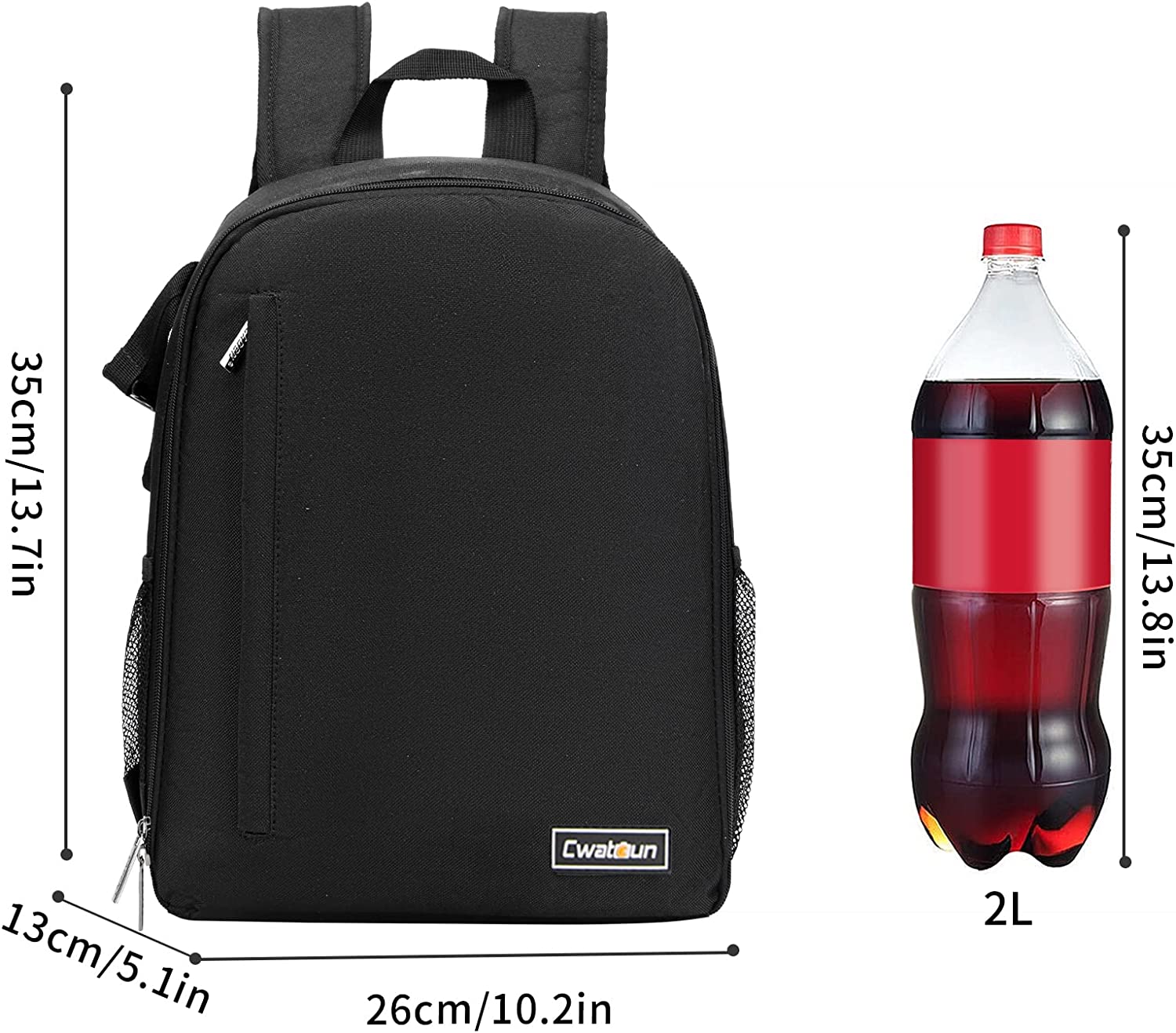 Cwatcun Camera Backpack Bag Professional for SLR DSLR Mirrorless Camera Waterproof Camera Case Compatible with Sony Canon Nikon Camera and Lens Tripod Accessories (Ⅱ Small Black)