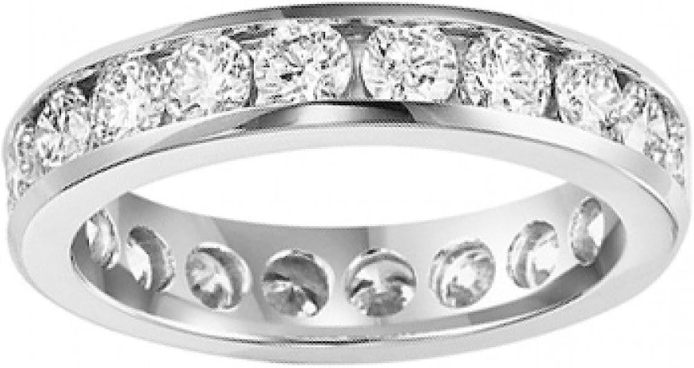 Madina Jewelry 3.00 ct Ladies Round Cut Diamond Eternity Wedding Band Ring in Channel Setting in 14 kt White Gold
