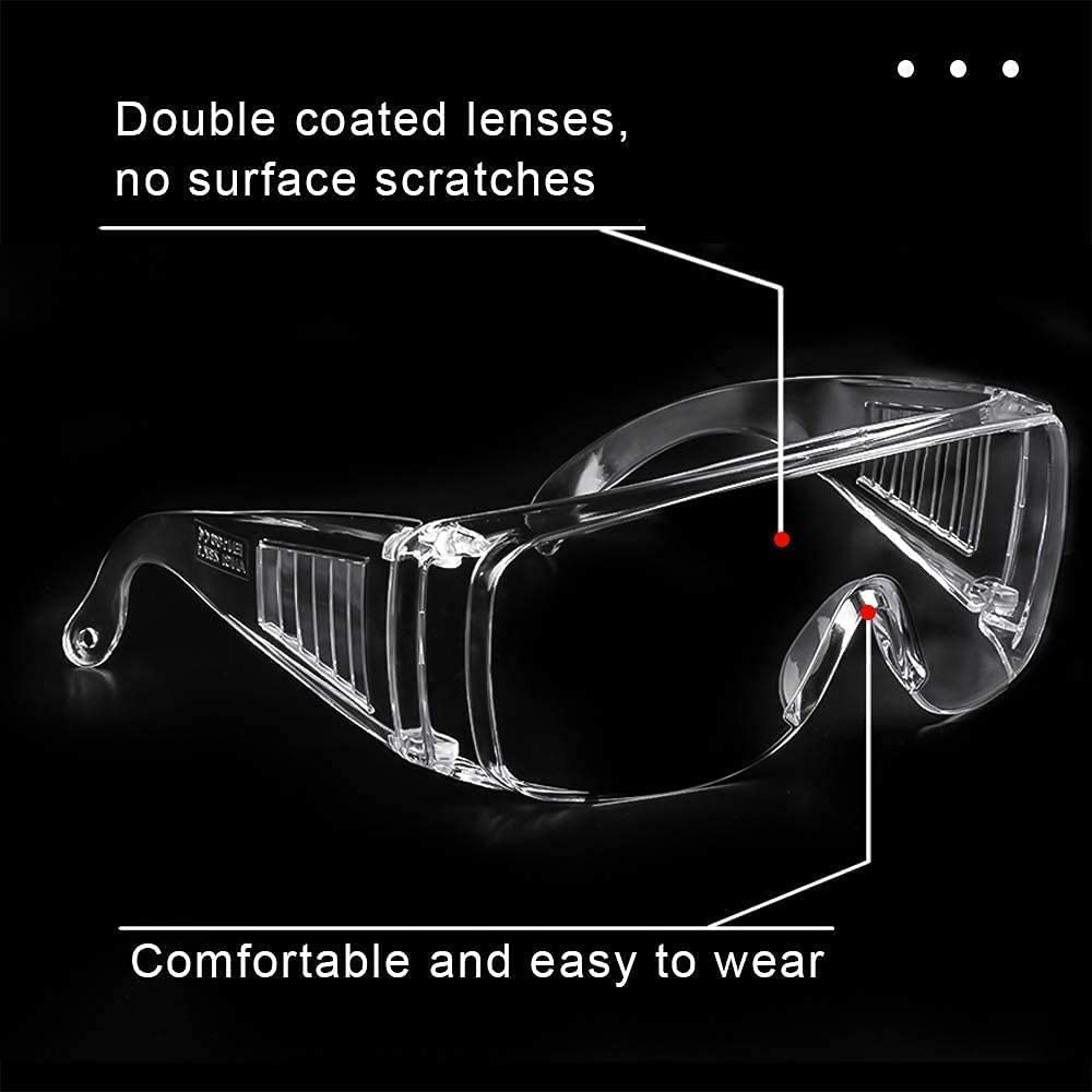 Safety Glasses Goggles Over Eyeglasses Anti Fog for Women Men Safety Goggles Over Glasses Eye Protection Shooting Glasses Anti Scratch UV Resistant Eyewear Goggles Lab Protective Clear 3 Per Box