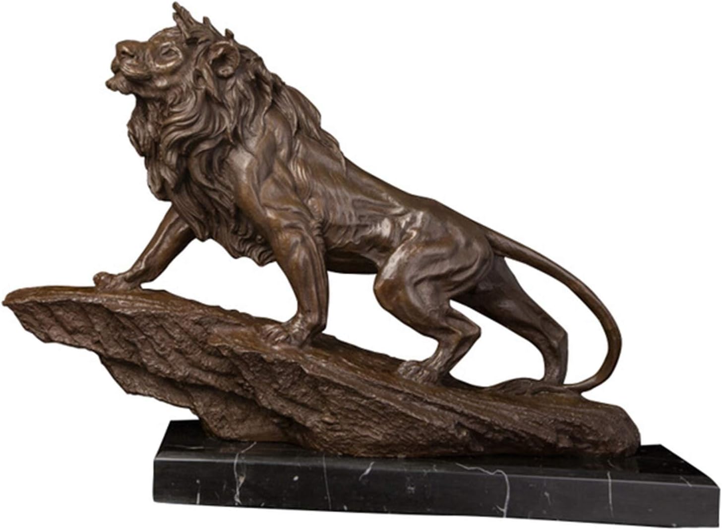 CZDYUF Antique Bronze Casting Animal Statue Sculpture Wild Animal Roaring Lion Figurines for Indoor Decoration