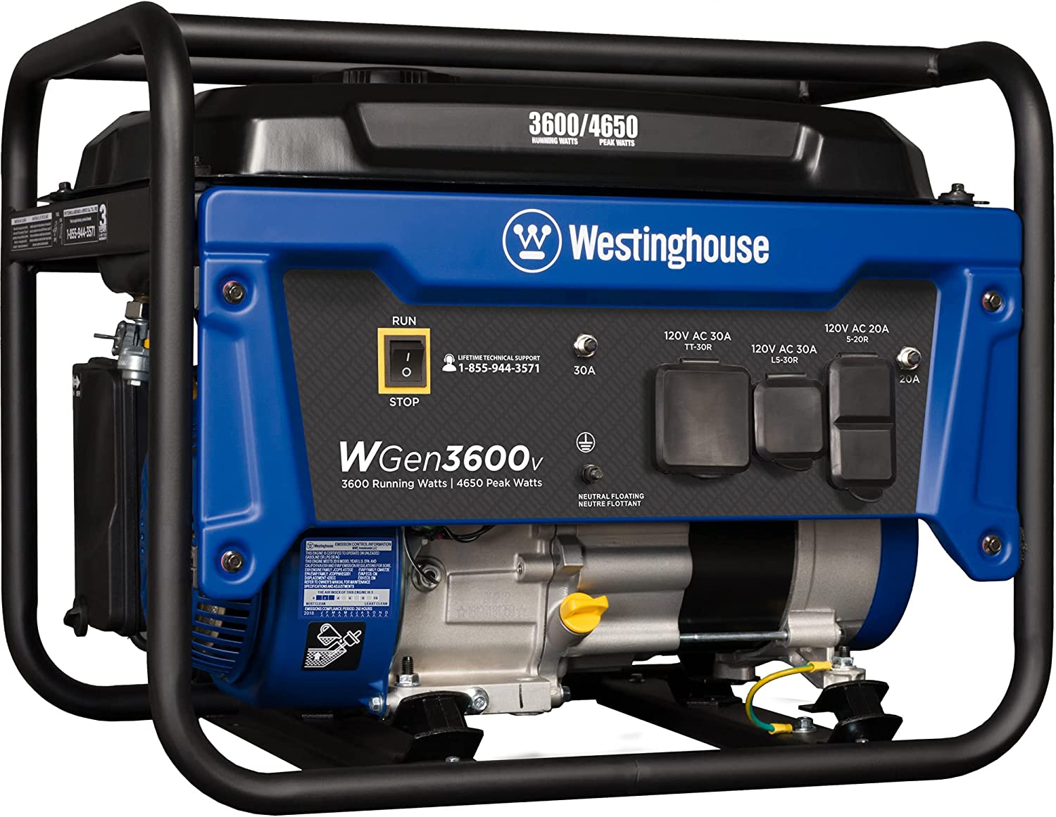Westinghouse 4650 Peak Watt Portable Generator, RV Ready 30A Outlet, Gas Powered, CARB Compliant