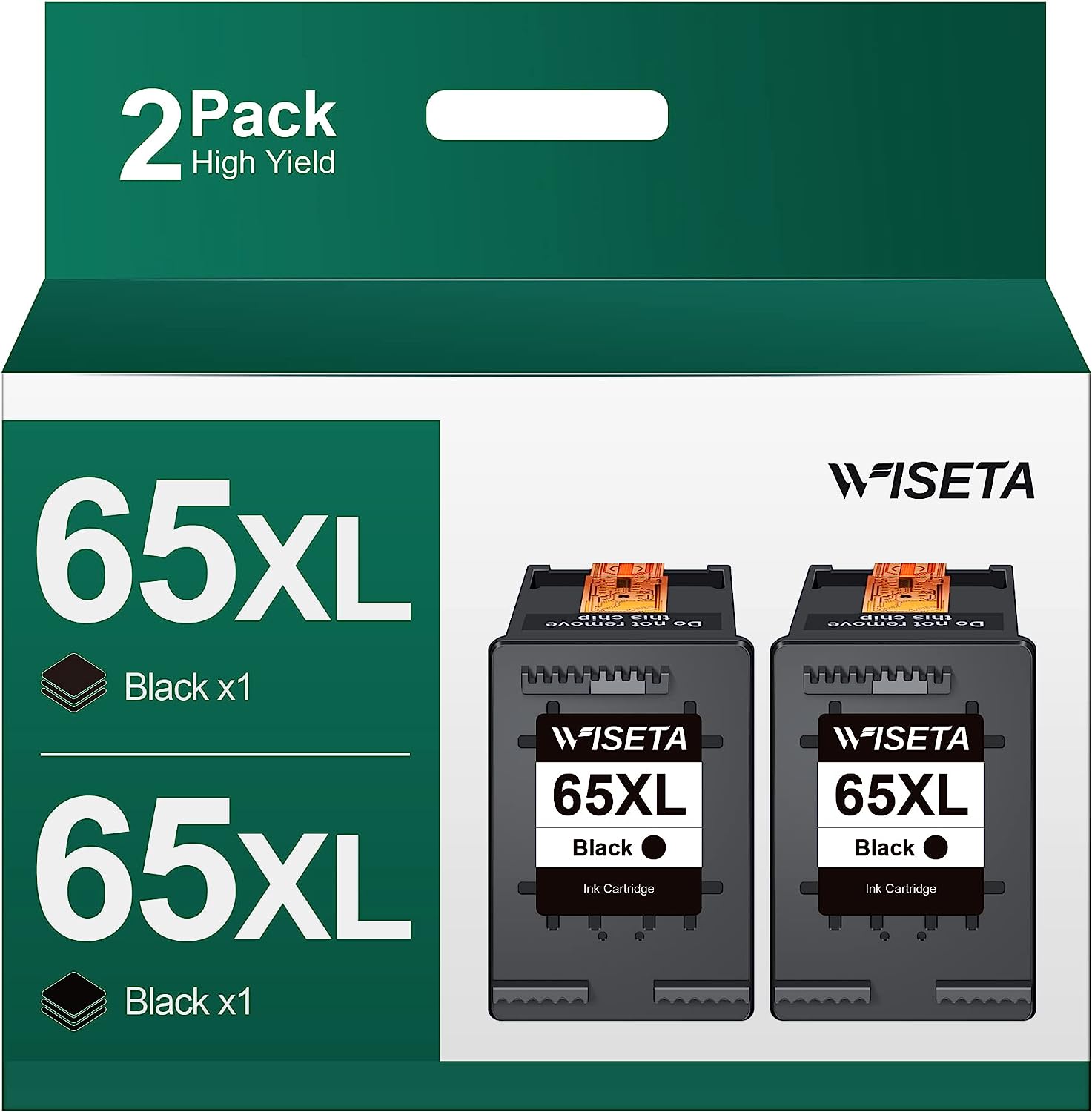 65XL Black High-yield Ink Cartridges (2-Black) Remanufactured Replacement for HP 65 XL Ink 65XL Black Ink for Envy 5058 5055 5034 5032 5030 5014 5012 DeskJet 3755 2655 2624 3758 3720 Printer | N9K04AN