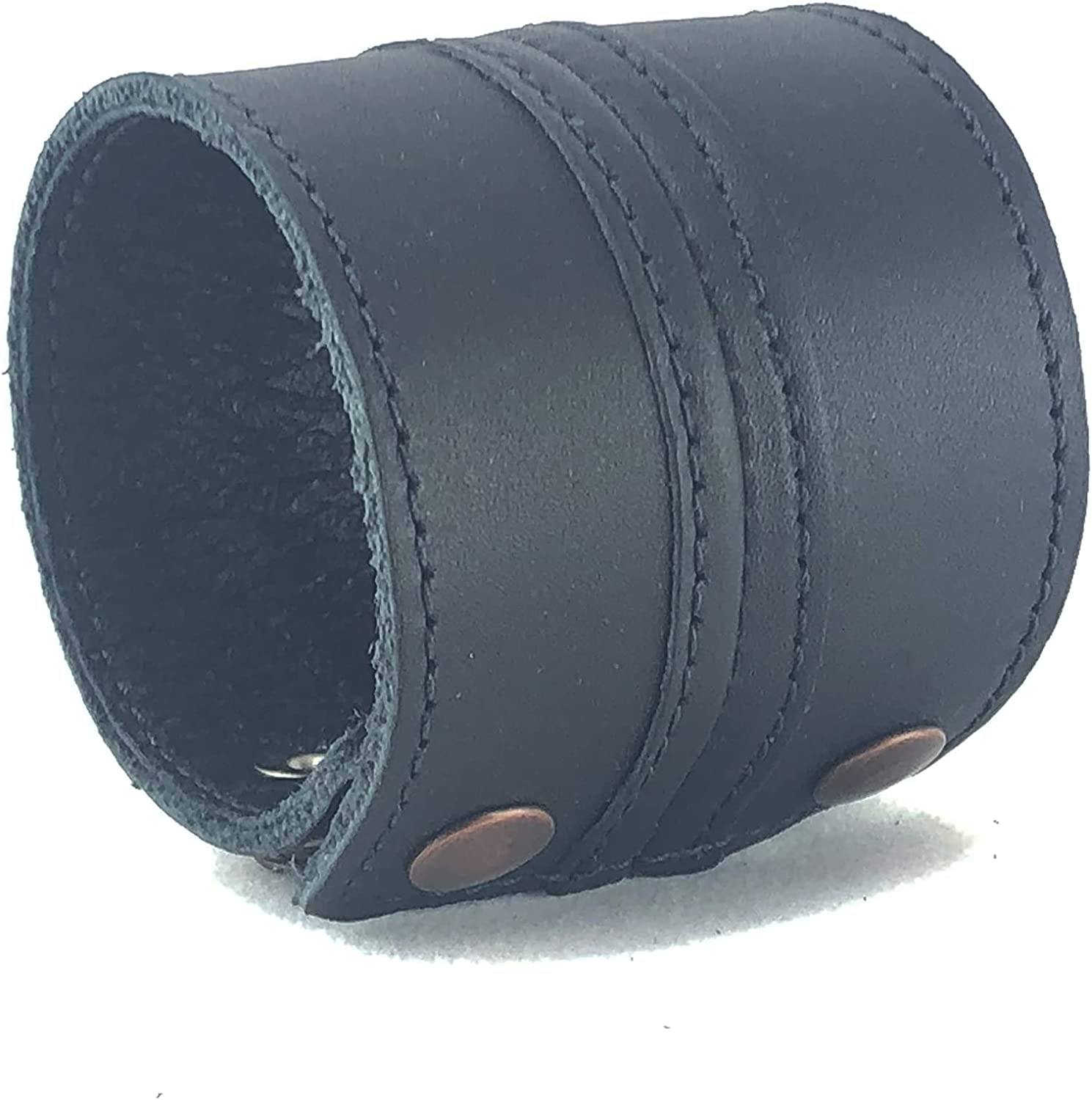 Anthology Gear Stylish Leather Cuff Bracelet Full Grain Wide Wristband For Men and Women (Unisex) Adjustable to 6" or 7 1/4"