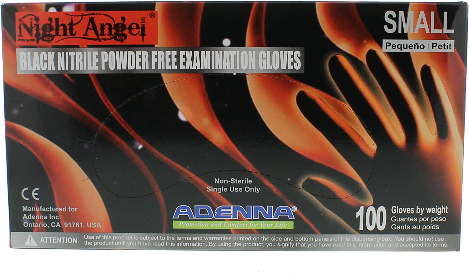 Adenna Night Angel 4 mil Nitrile Powder Free Exam Gloves