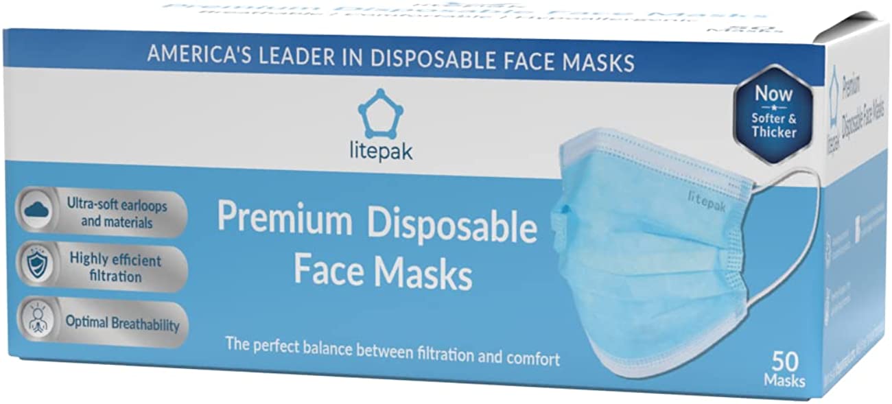 Litepak 500pcs Premium Disposable Face Mask SOFT 3ply Nose Wire