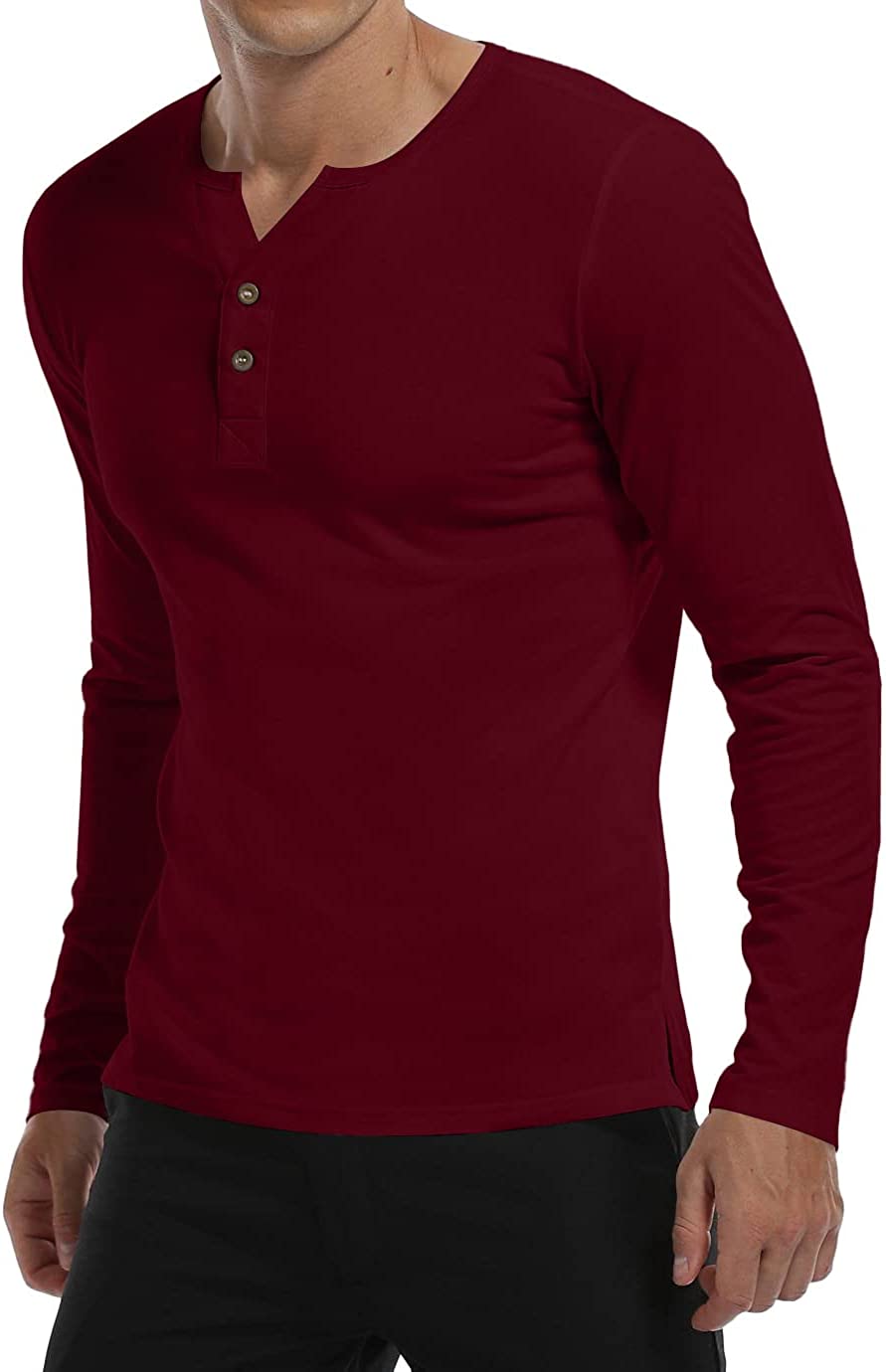 YTD Mens Summer Casual Short Sleeve Henley T-Shirts Button Placket Plain V Neck Shirts