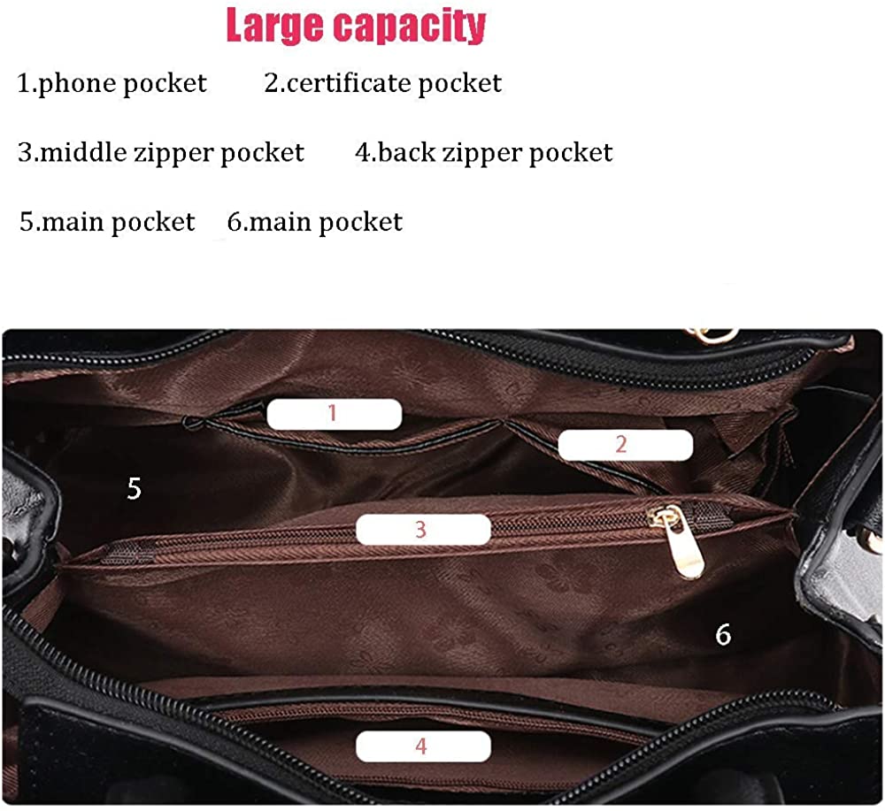 ELDA Purses and Handbags for Women Embroidery Top Handle Satchel Fashion Ladies Shoulder Bag Tote Purse Messenger Bags