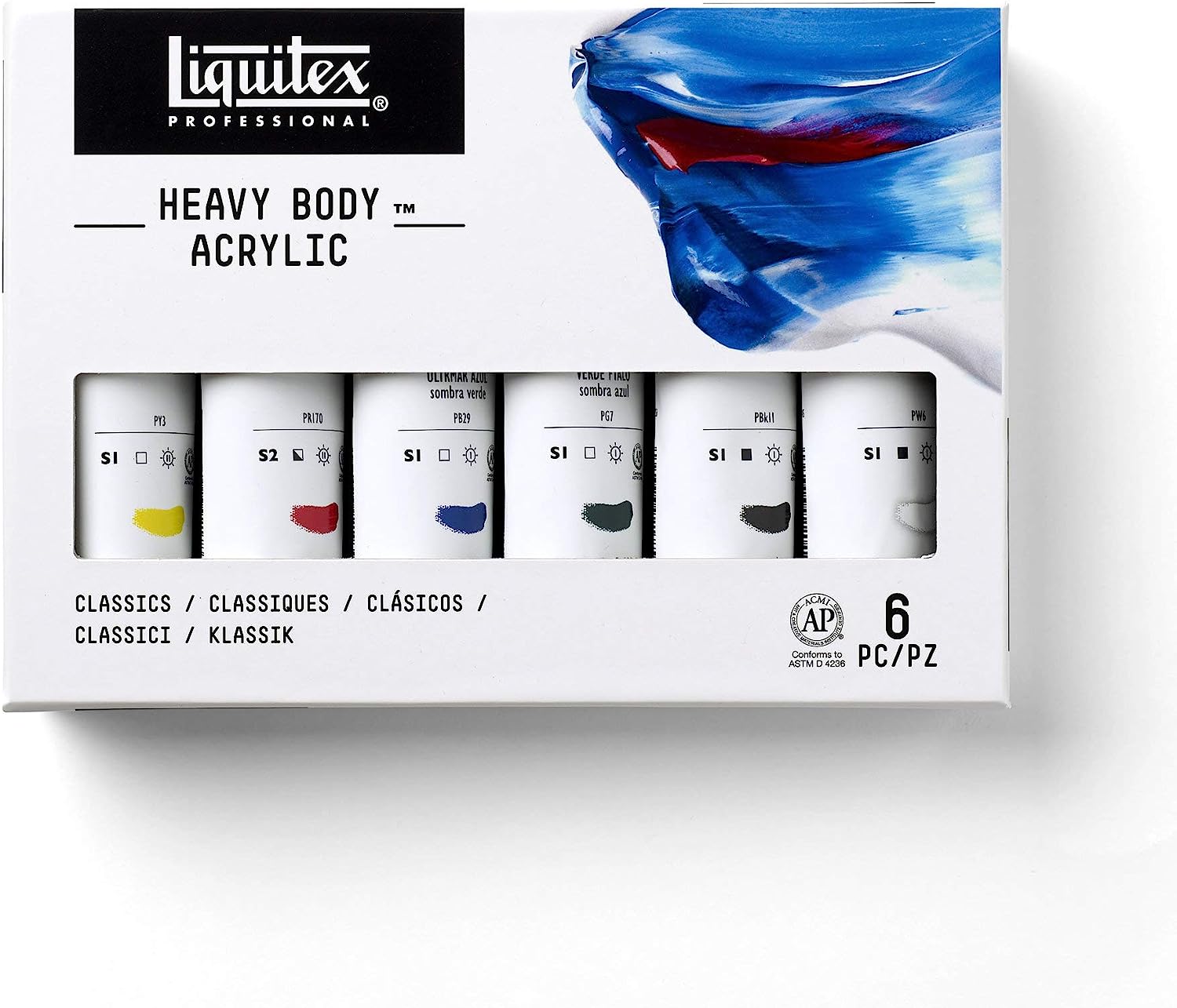 Liquitex Professional Heavy Body Acrylic Paint, Classic 6 x 59ml (2-oz) Set