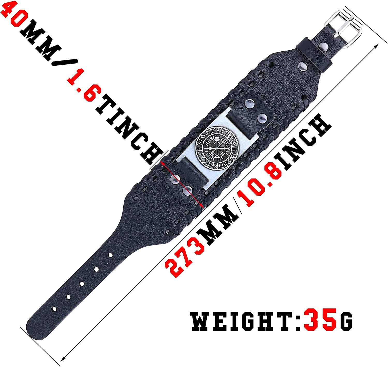 sailimue 6Pcs Viking Bracelet for Men Punk Wide Leather Cuff Bracelet Viking Jewelry Men Nordic Bracelet with Runic Compass Wolf Fenrir-Celtic Pagan Jewelry of Talisman