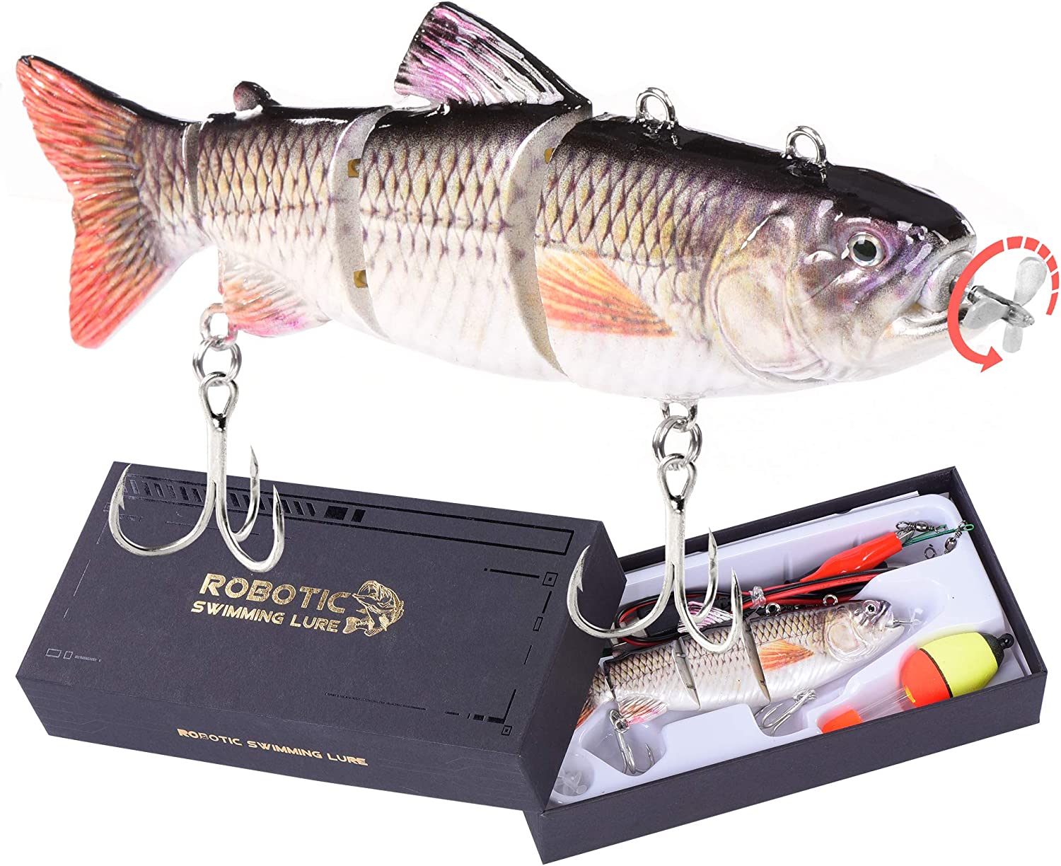 Robotic Swimming Fishing Electric Lures 5.12" USB Rechargeable LED Light Wobbler Multi Jointed Swimbaits Hard Lures Fishing Tackle…