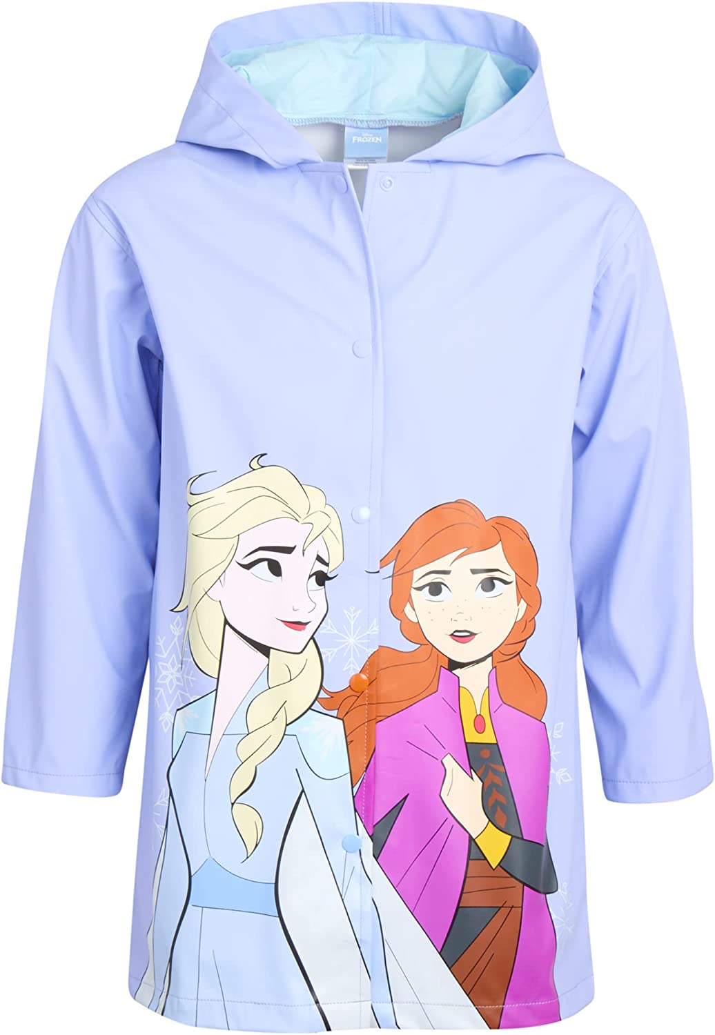 Disney Girls' Rain Jacket - Slicker Shell Raincoat: Minnie Mouse, Frozen Elsa, Anna (2T-7)