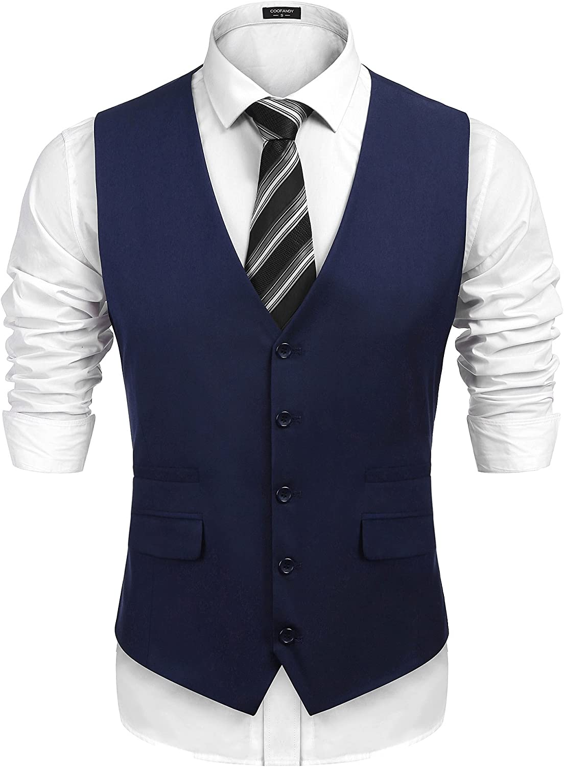 COOFANDY Men's Business Suit Vest,Slim Fit Skinny Wedding Waistcoat