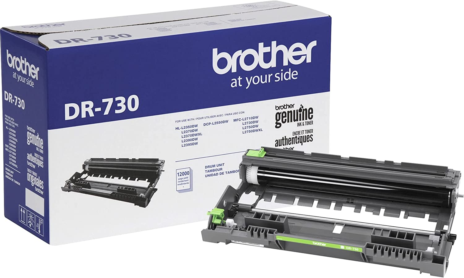Brother Genuine-Drum Unit, DR730, Seamless Integration, Yields Up to 12,000 Pages, Black (-Drum unit, NOT toner)