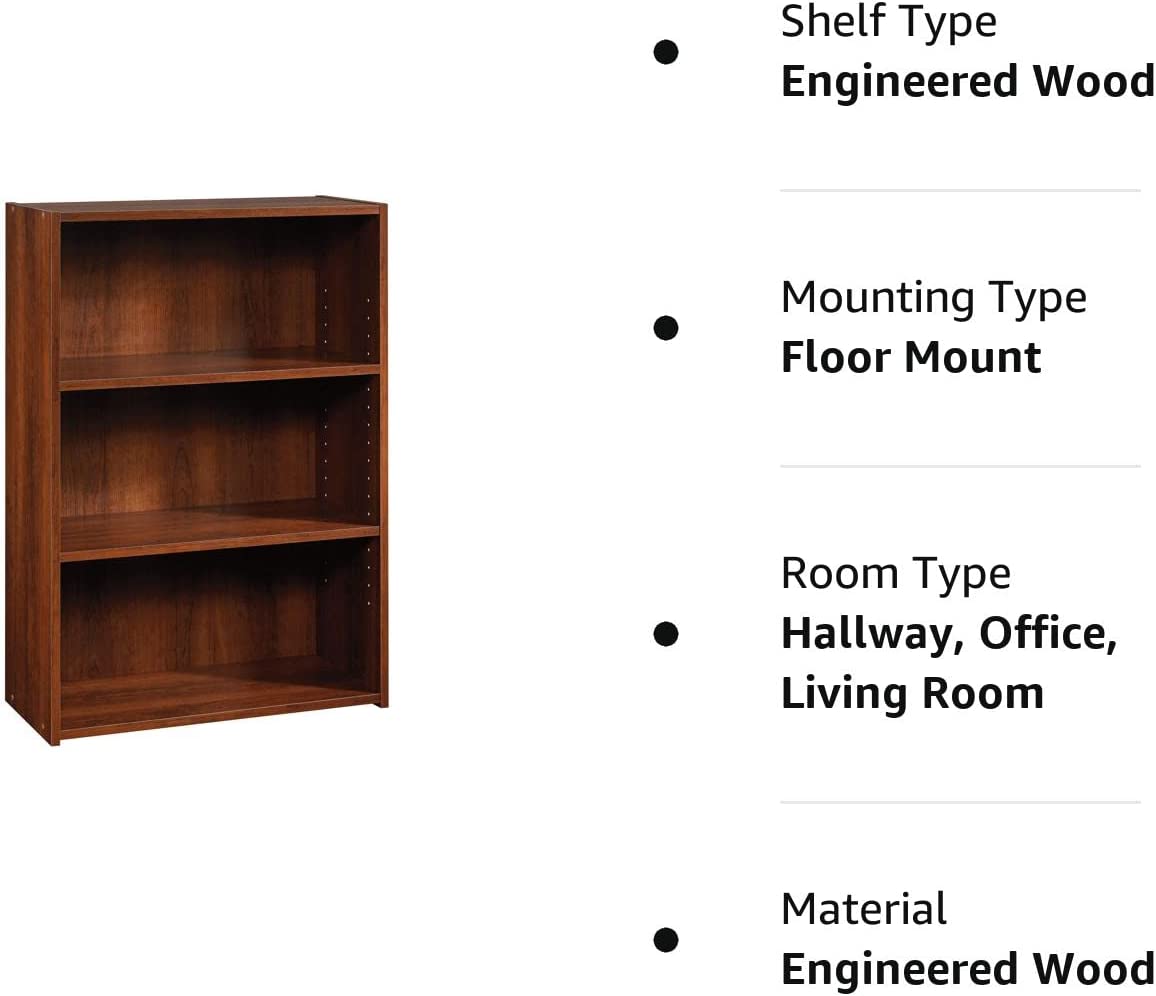 Sauder Beginnings 3-Shelf Bookcase， Brook Cherry finish