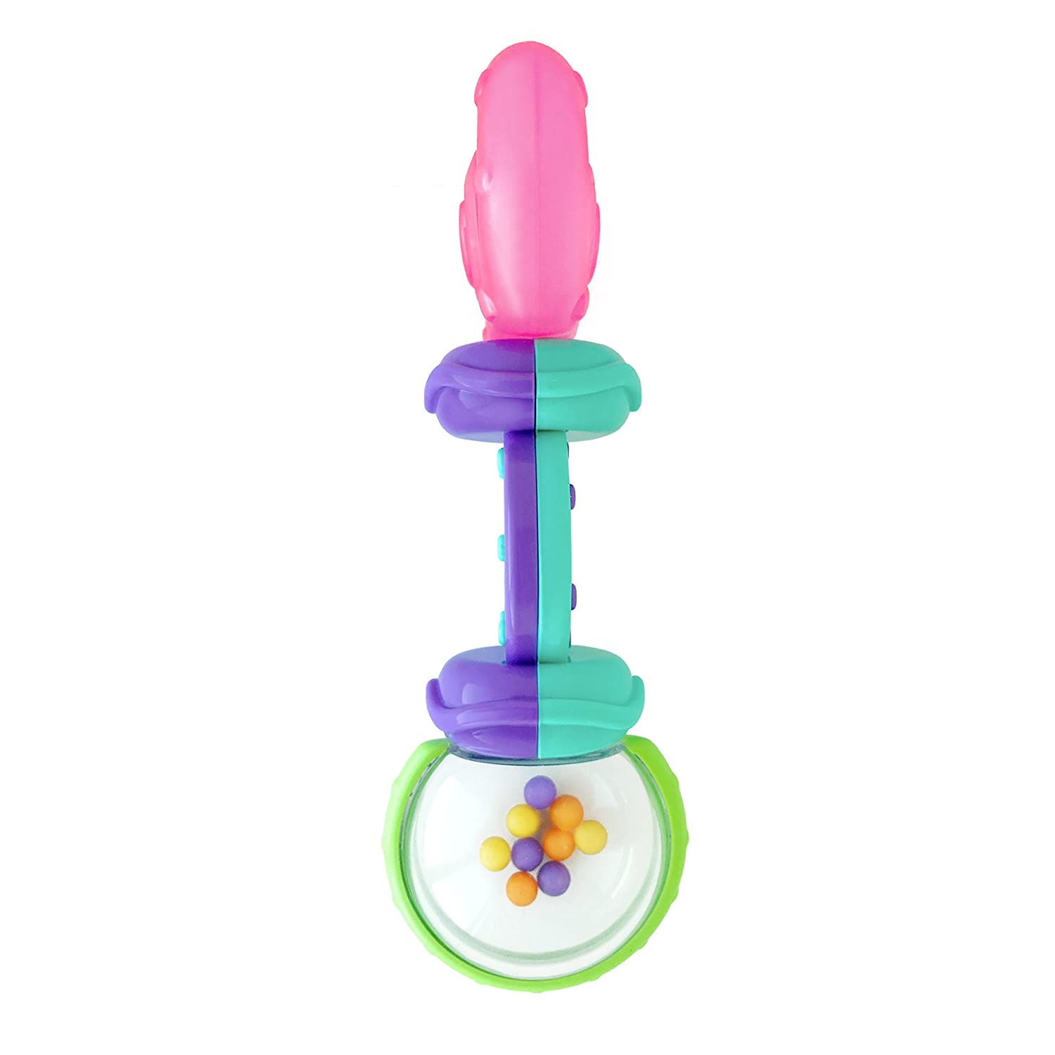 Bright Starts Rattle and Shake Barbell Toy - Pretty in Pink, Ages 3 Months +