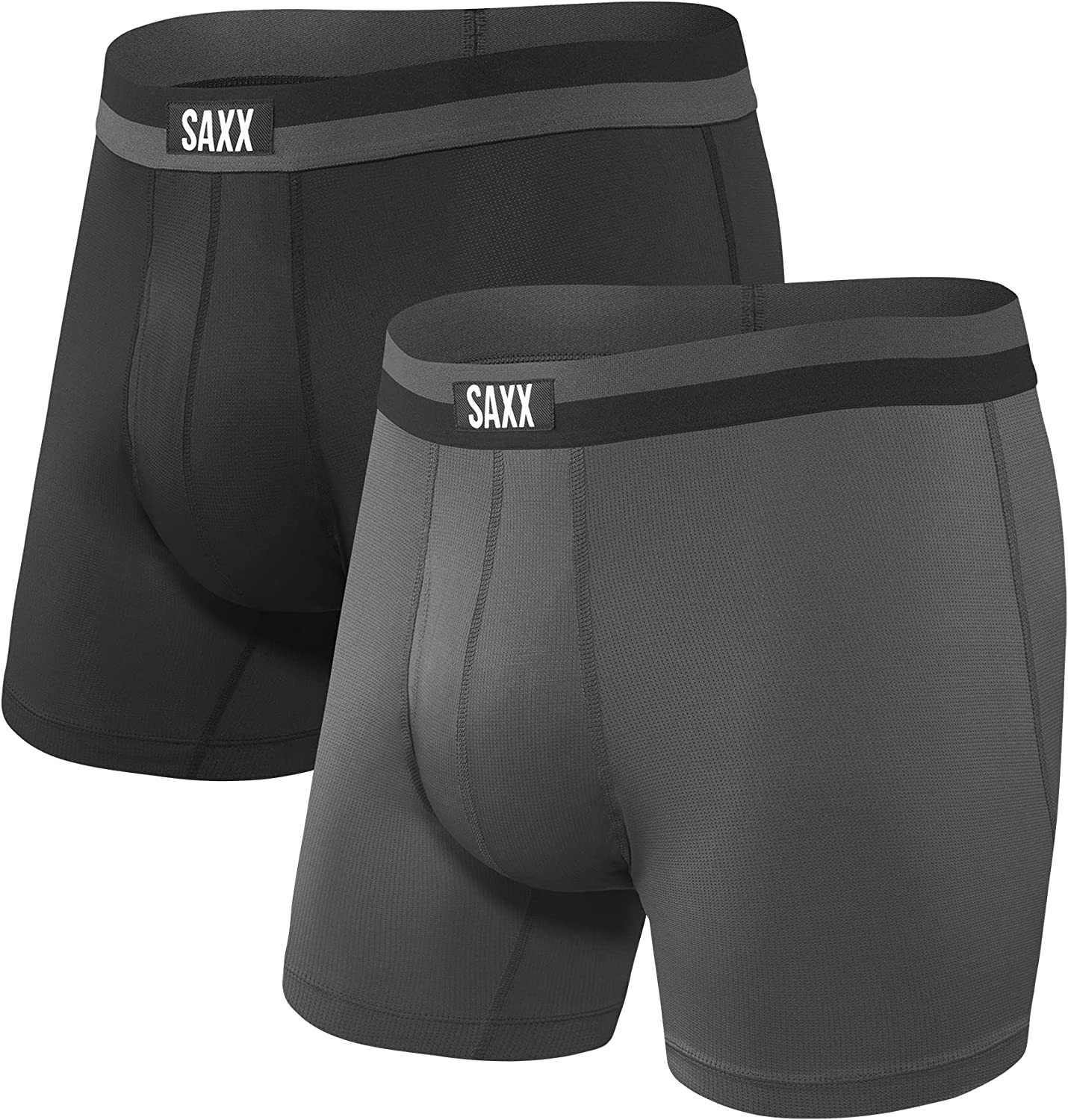 SAXX Men's Underwear - Sport Mesh Boxer Brief Fly 2Pk with Built-in Pouch Support - Underwear for Men