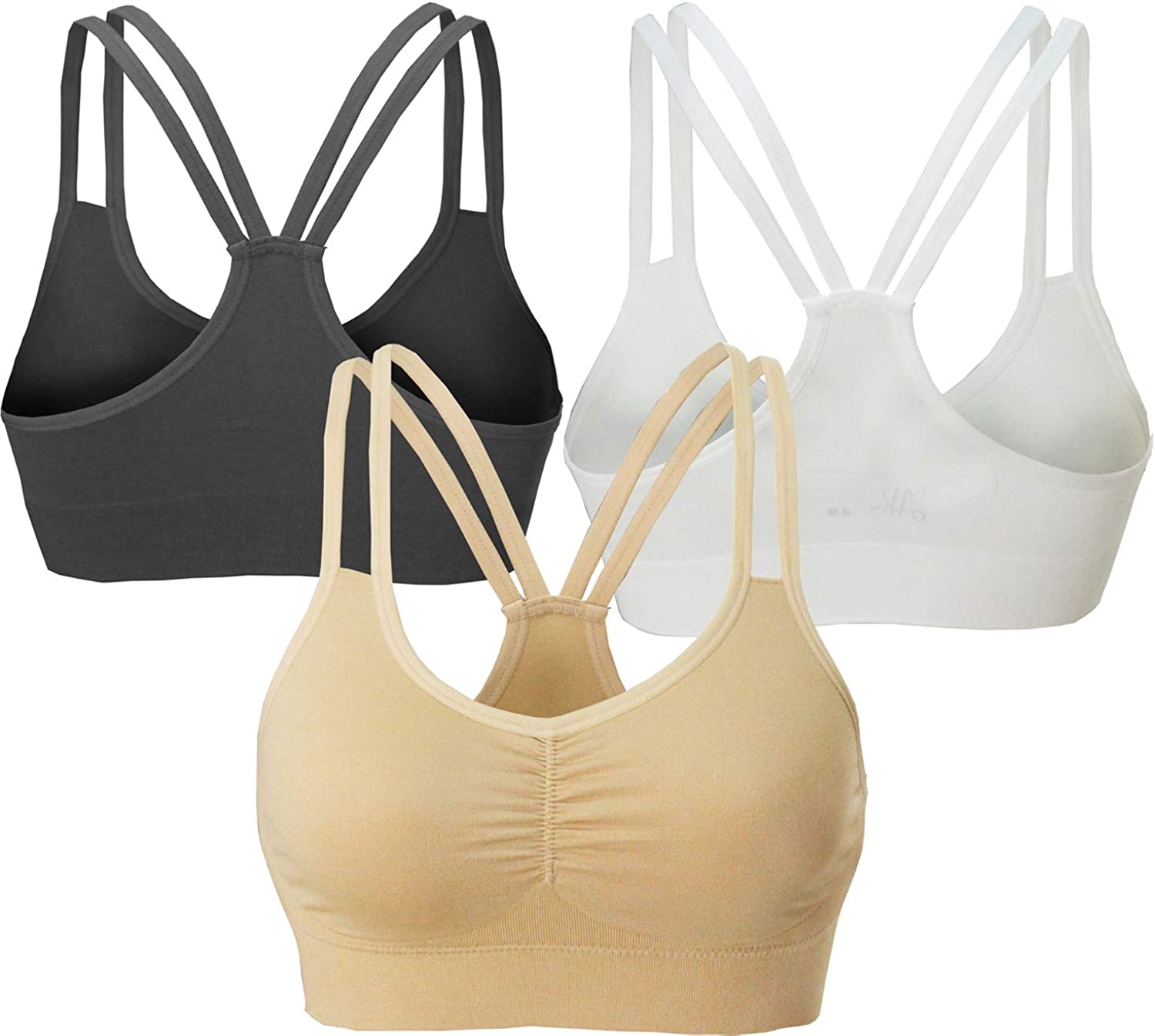 AKAMC Women's Removable Padded Strappy Sports Bra Yoga Tops Activewear for Women