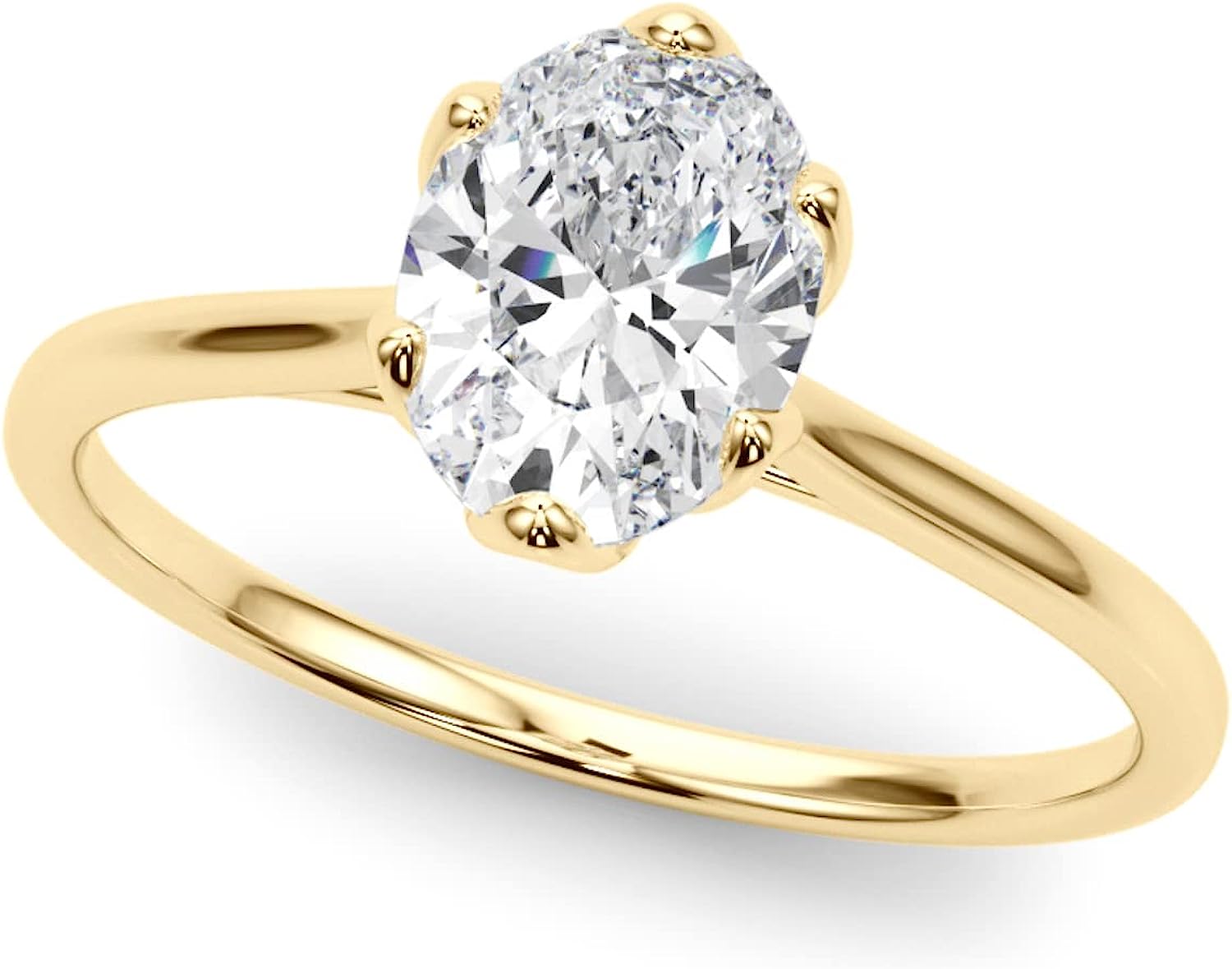 WJD Exclusives 1.5CT Lab-Grown Diamond 18K Yellow Gold Oval-Cut Solitaire Engagement Ring