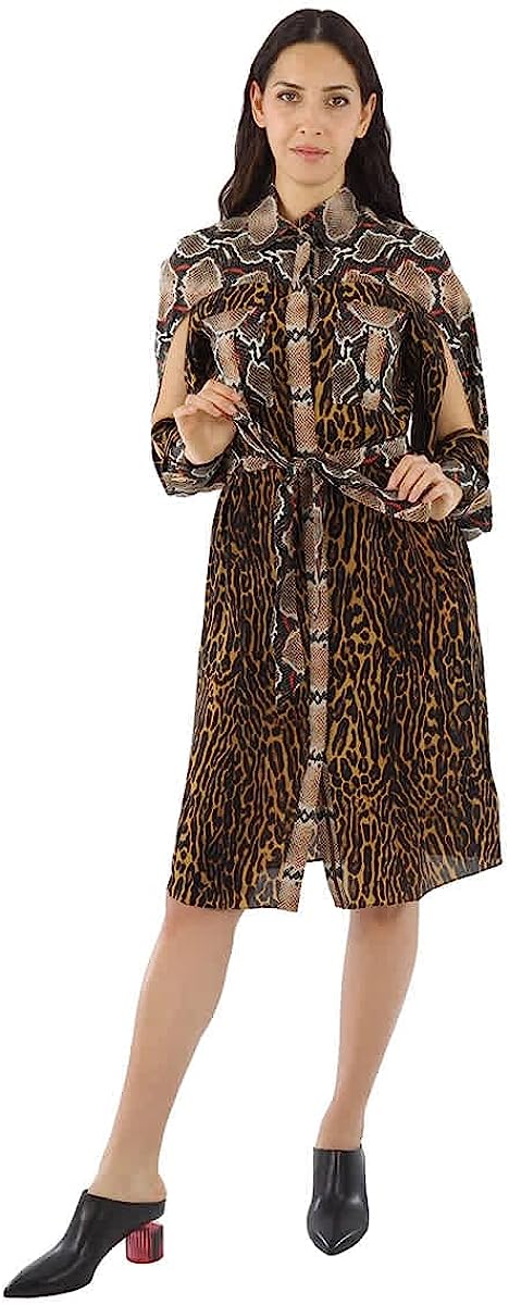 BURBERRY Ladies Animal Print Shirt-Style Dress, Brand Size 2 (US Size 0) Dark Mustard