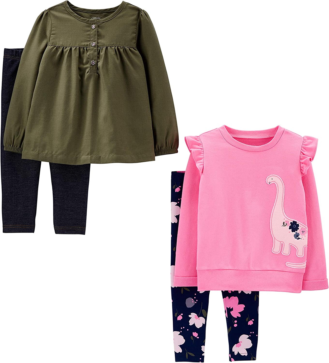 Simple Joys by Carter's Toddlers and Baby Girls' 4-Piece Long-Sleeve Shirts and Pants Playwear Set