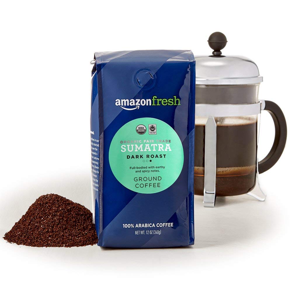 AmazonFresh Organic Fair Trade Peru Ground Coffee, Medium Roast, 12 Ounce