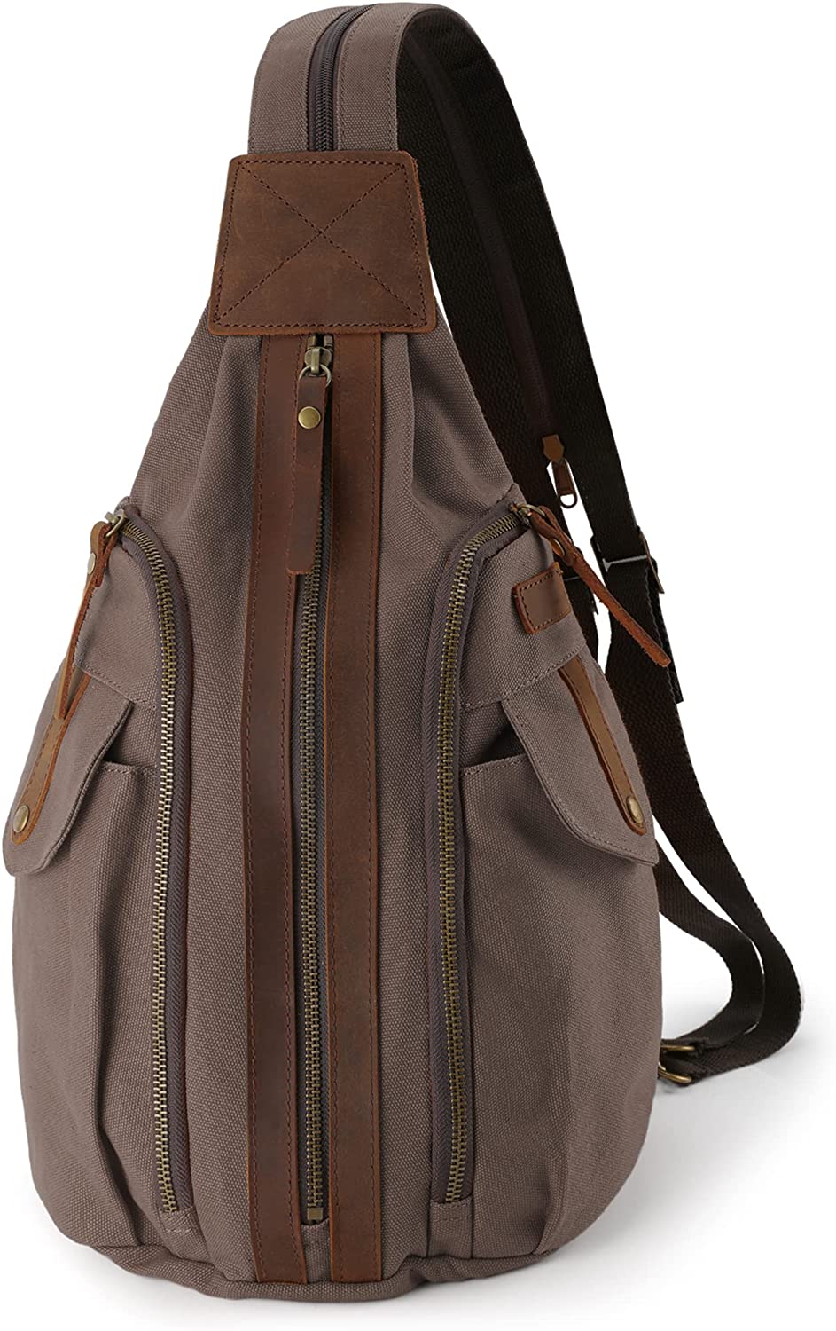 Jannloe Canvas Sling Bag Small Crossbody Backpack for Women Men Casual Shoulder Daypack Outdoor Rucksack Hiking Travel