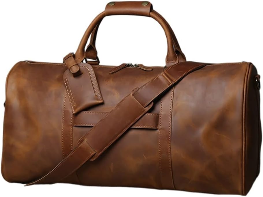 LIUJUN Retro Men's Hand Luggage Bag Travel Bag Geunine Leather Large Capacity Single Shoulder Messenger For 15 Inch Laptop