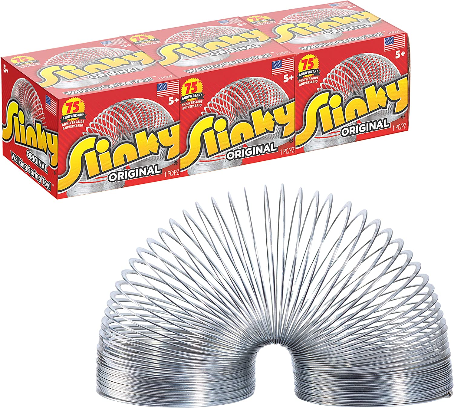 The Original Slinky Walking Spring Toy, 3-Pack Metal Slinky, Fidget Toys, Party Favors and Gifts, Toys for 3 Year Old Girls and Boys, by Just Play