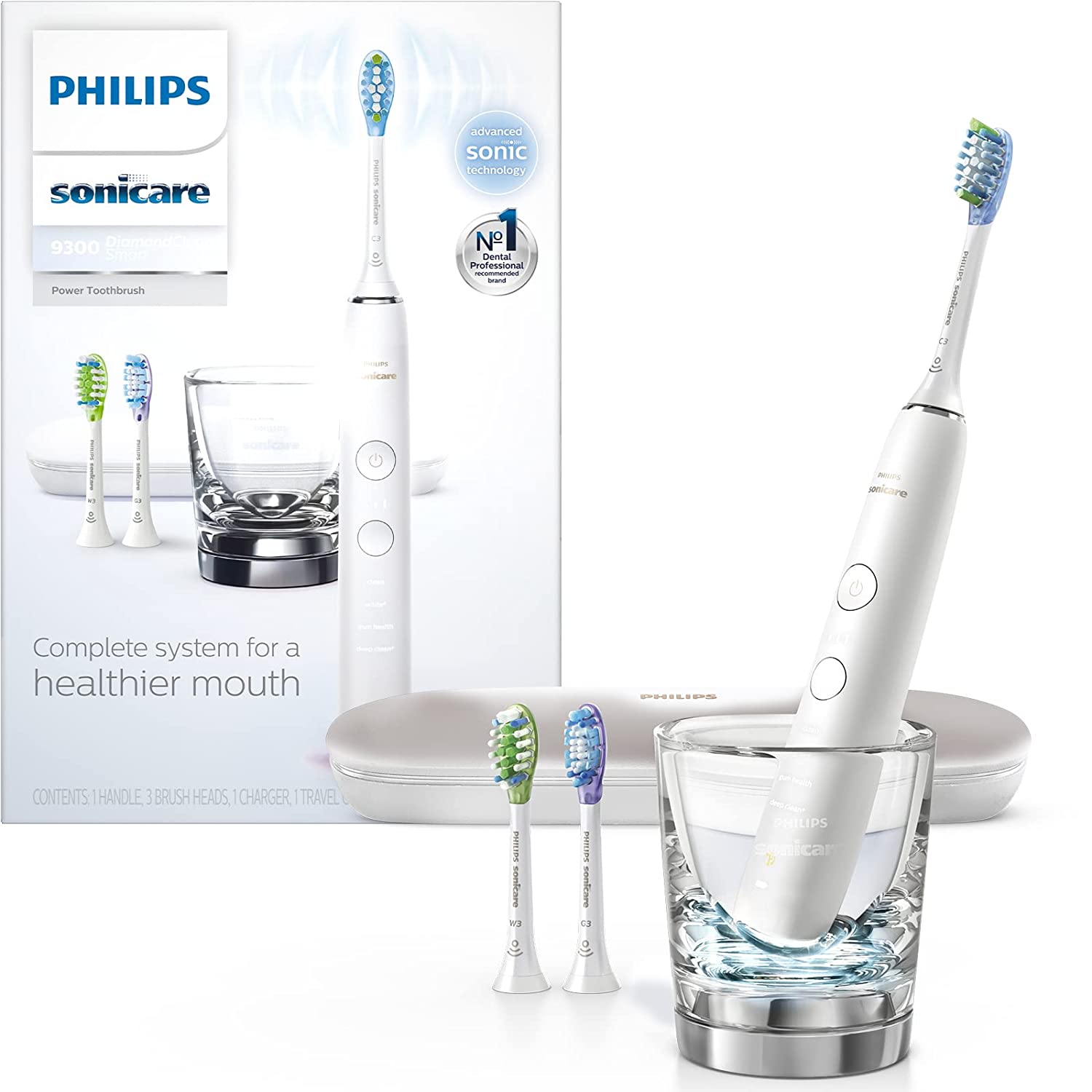 Philips Sonicare DiamondClean Smart 9300 Rechargeable Electric Power Toothbrush, White, HX9903/01