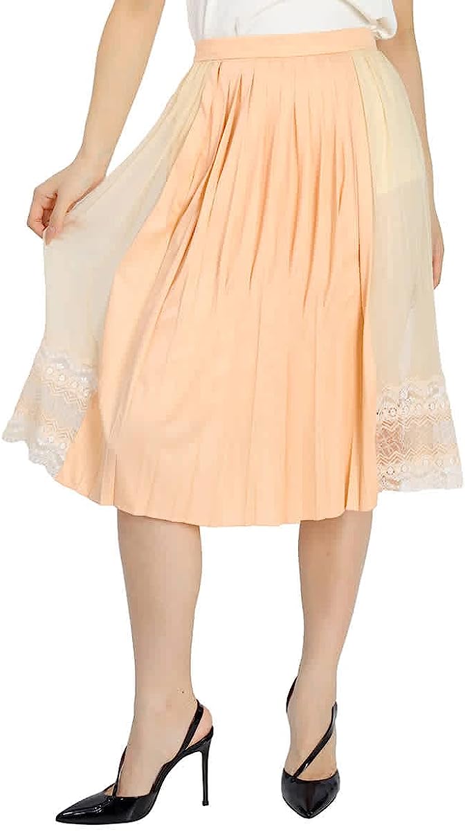 Burberry Ladies Lace Detail Silk Soft Peach Skirt