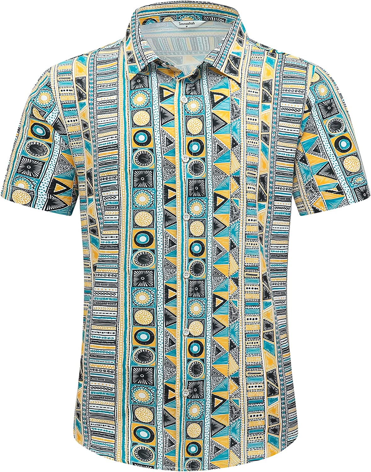 Simmashah Mens Hawaiian Shirt, Short Sleeves Button Down Beach Clothing, Unisex Summer Flamingos Casual Aloha Floral Shirts