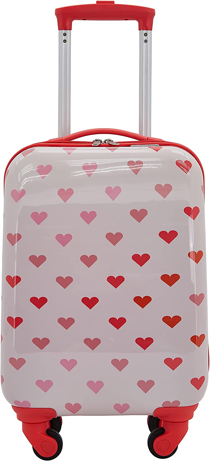 Travelers Club Kids' 5 Piece Luggage Travel Set with Telescoping Handles, Hearts