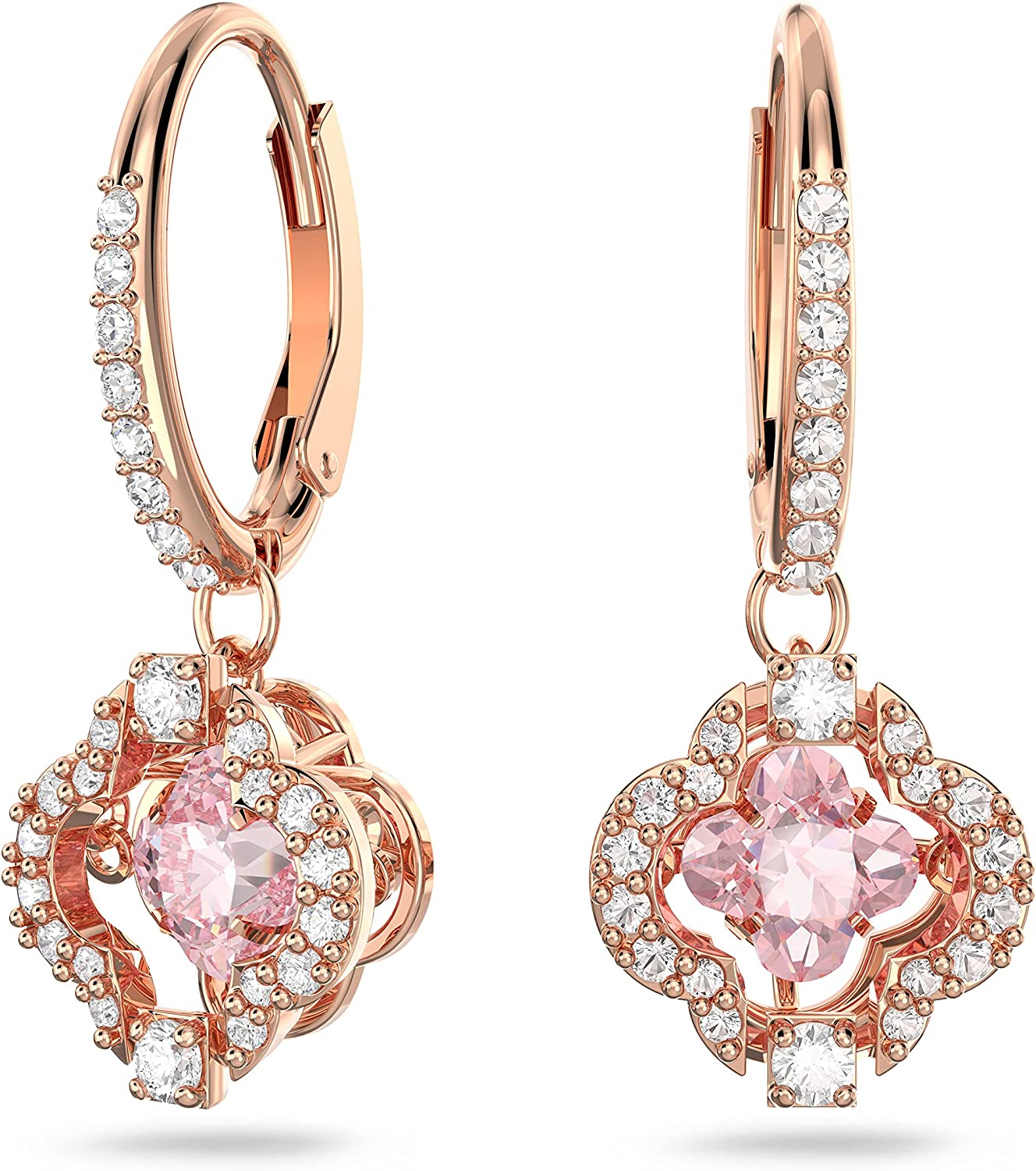 SWAROVSKI Sparkling Dance Clover Jewelry Collection, Rose Gold Tone Finish, Pink Crystals, Clear Crystals