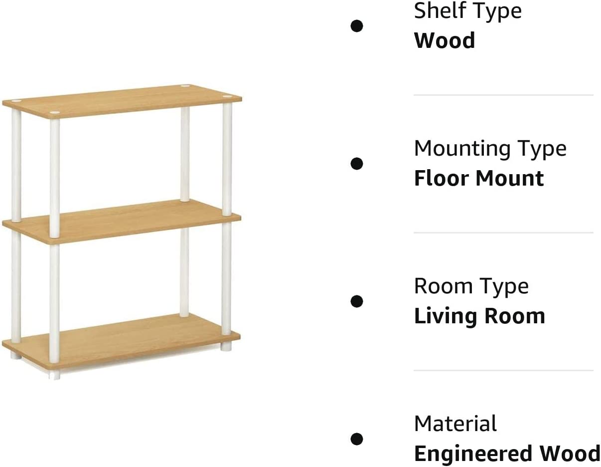 Furinno Turn-N-Tube 4-Tier Multipurpose Shelf Display Rack, Classic Tubes, Sonoma Oak/White