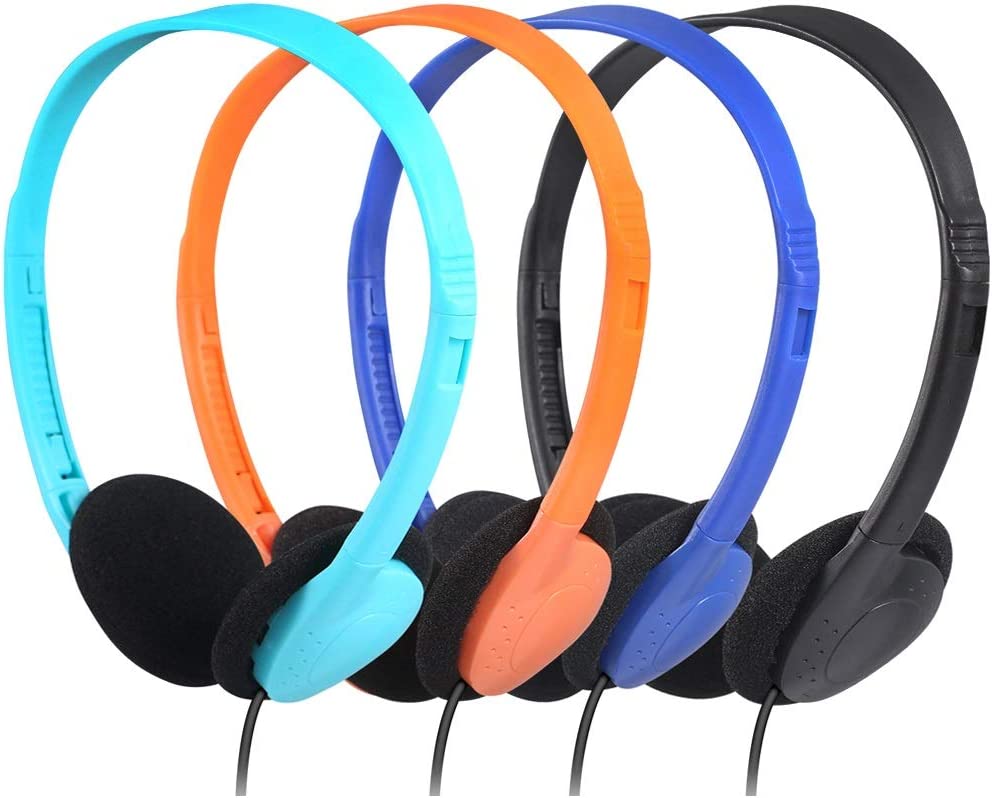 CN-Outlet Kids Headphones for Classroom in Bulk Multi Colored 5 Pack， Wholesale Children On-Ear Headset Perfect for Schools， Student， Libraries， Computer Lab， Testing Centers (5Pack)