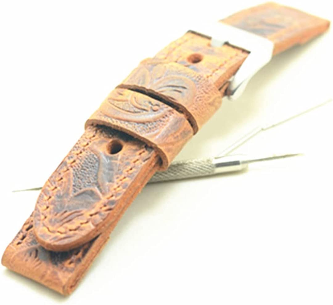 YIYUS Compatible with Samsung galaxy watch 5 Pro 40mm 44mm 45mm 42mm Gear Sport s2 Smartwatch Wristband Handmade Genuine Leather Watch Strap Band Accessory for Brown 20mm