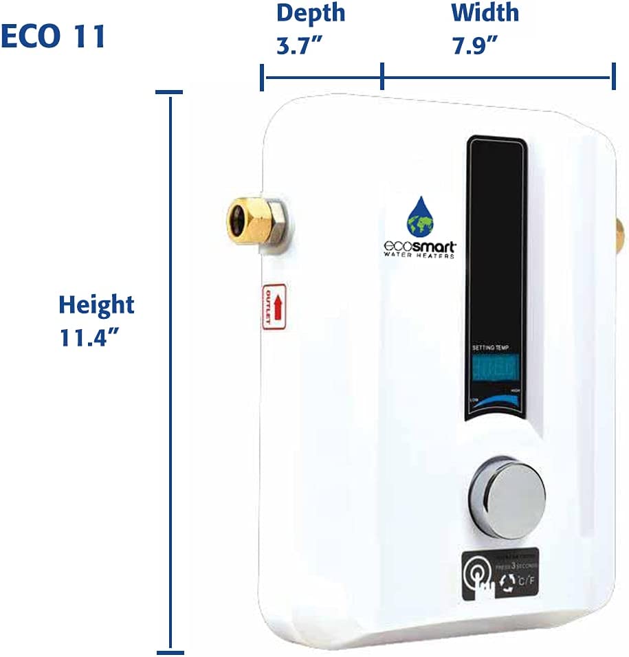 EcoSmart ECO 11 Electric Tankless Water Heater, 13KW at 240 Volts with Patented Self Modulating Technology