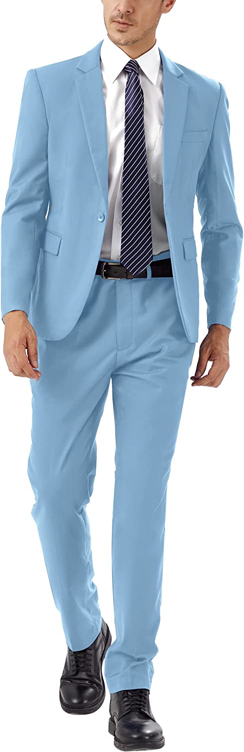 WEEN CHARM Mens Suits One Button Slim Fit 2-Piece Suit Wedding Tuxedo Blazer Jacket Pants Set