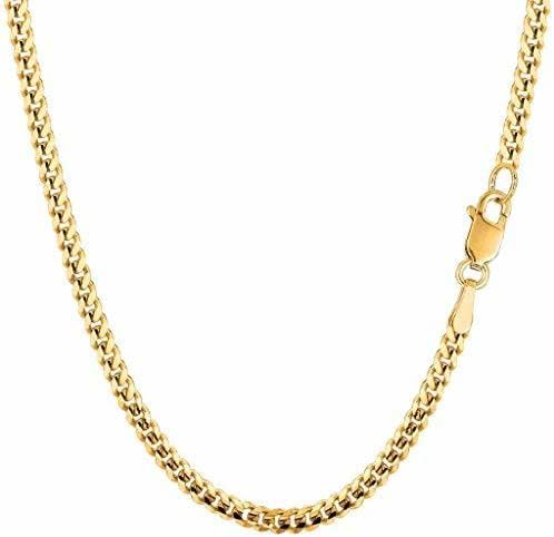 14K SOLID Yellow or White Gold 1.00mm, 1.5mm, 2.00mm, 3.00mm Shiny Diamond-Cut Gourmette Chain Necklace for Pendants and Charms with Lobster-Claw Clasp (16" 18" 20" 22" 24" or 30 inch)