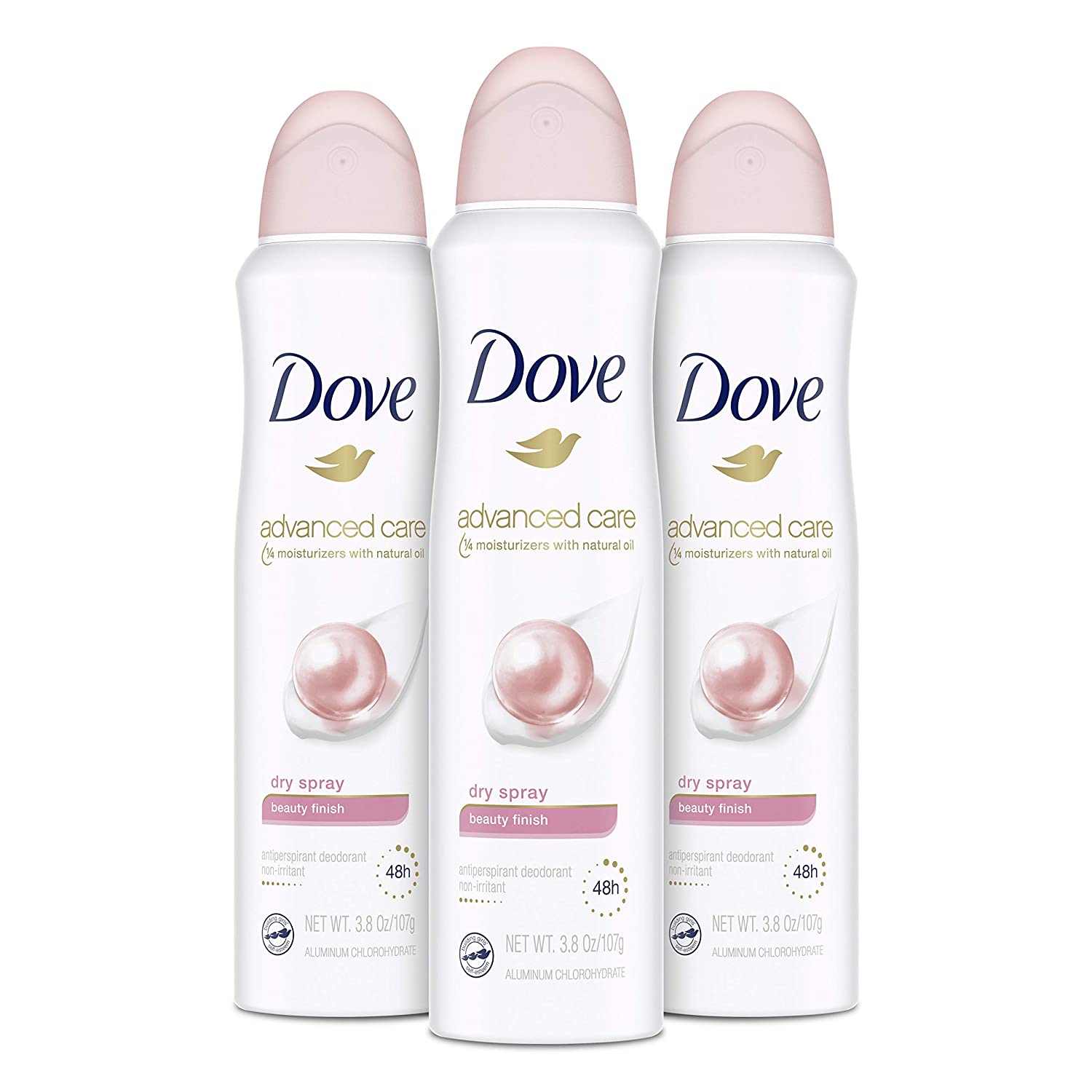 Dove Dry Spray Antiperspirant Deodorant for Women, Beauty Finish, 48 Hour Protection, Soft And Comfortable Underarms, Rose, 3.8 Oz, Pack of 3