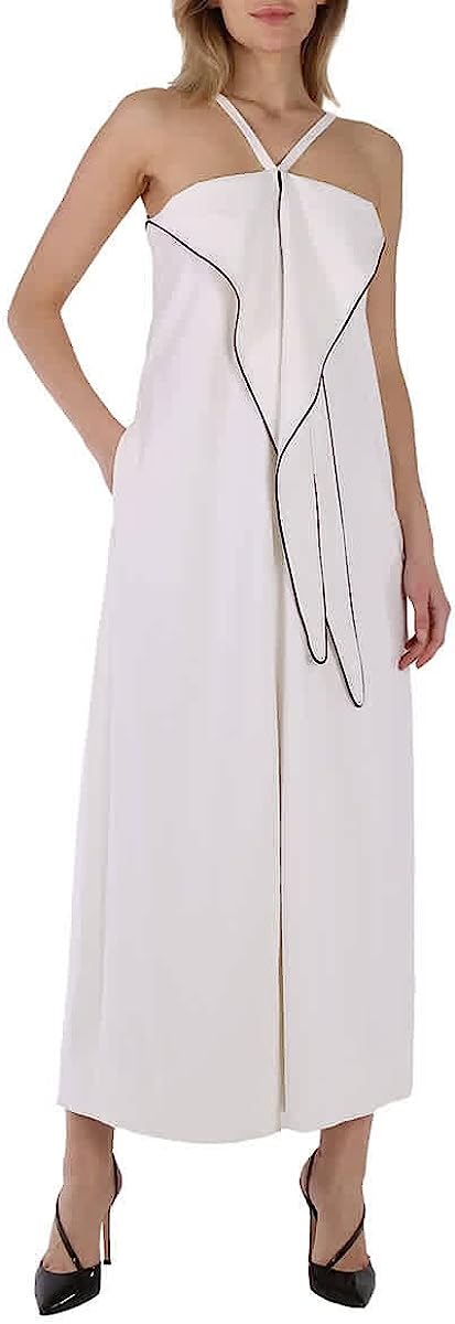 BURBERRY White Stretch Jersey Drape Detail Gown, Brand Size 8 (US Size 6)