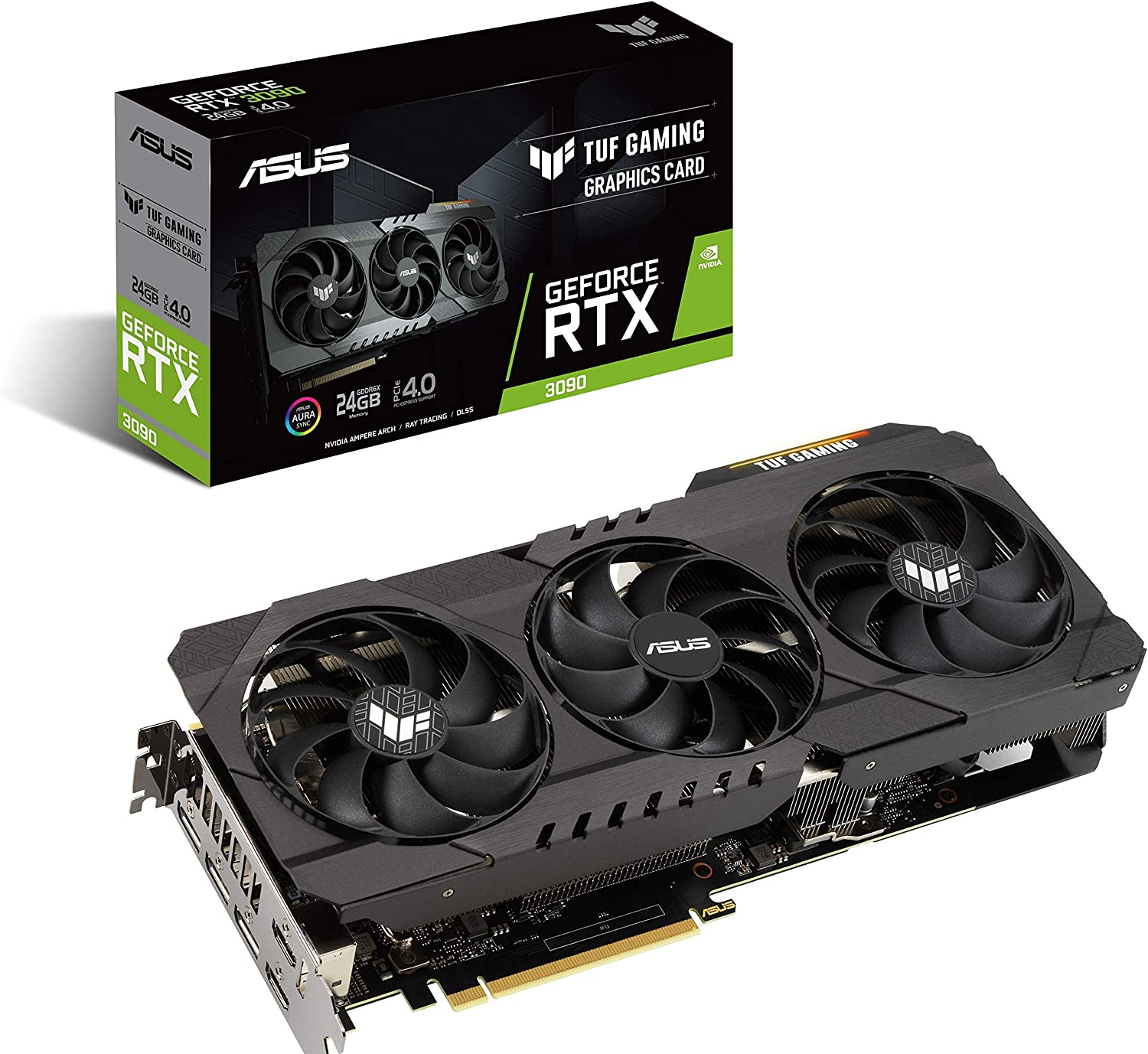 ASUS TUF Gaming NVIDIA GeForce RTX 3090 OC Edition Graphics Card- PCIe 4.0, 24GB GDDR6X, HDMI 2.1, DisplayPort 1.4a, Dual Ball Fan Bearings
