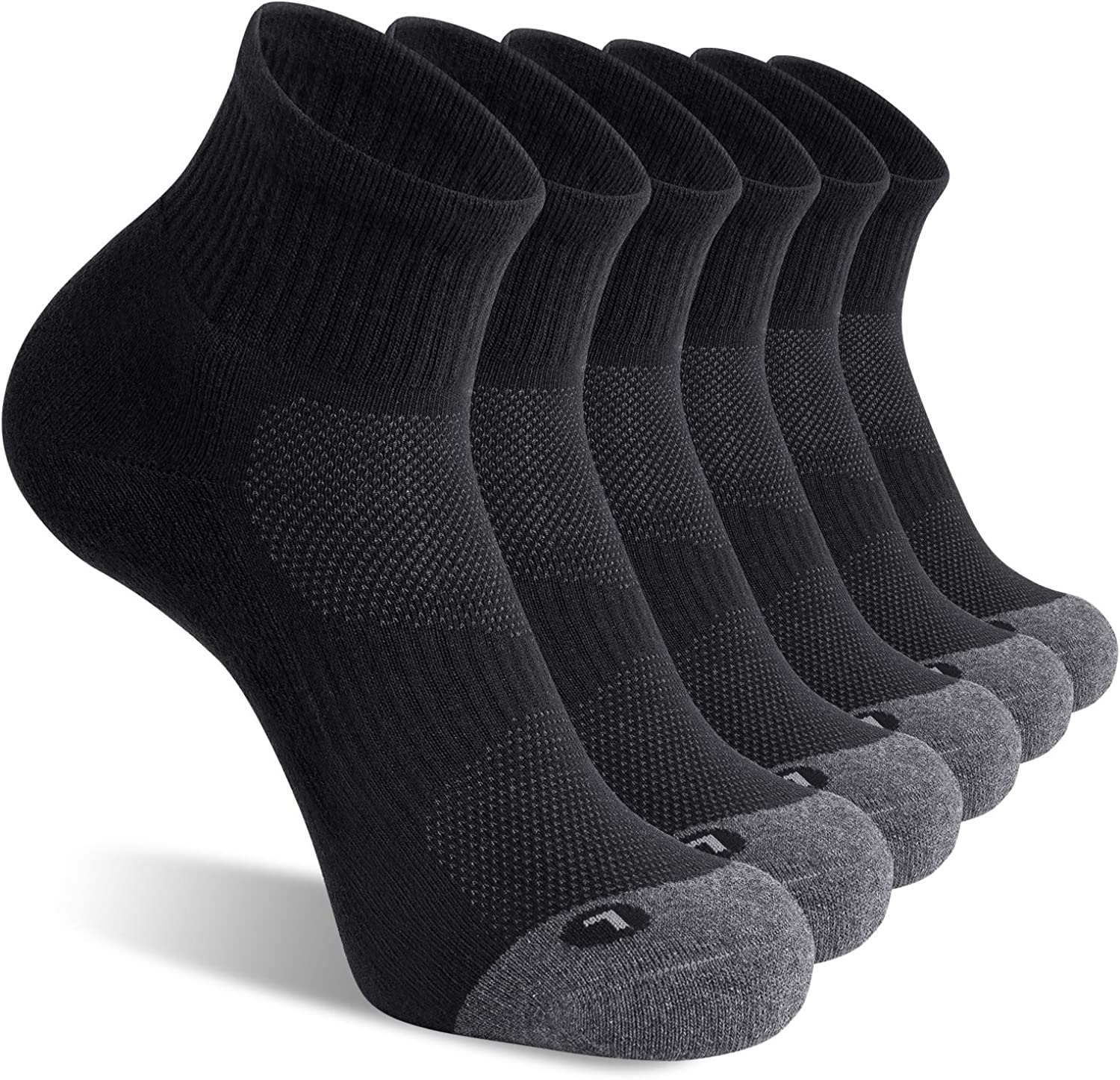 FITRELL 6 Pack Men's Athletic Ankle Socks Cushioned Sports Running Socks 7-9/9-12/12-15