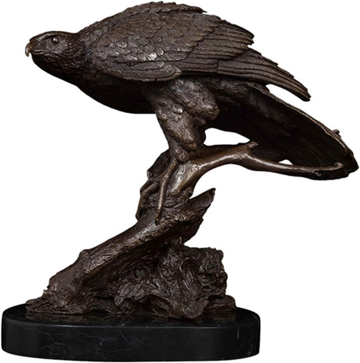 FZZDP Antique Bronze Animal Bird Art Decor Wild Animal Bird On Tree Statue Sculpture Beauty Bird Figurines for Home Desk Decor