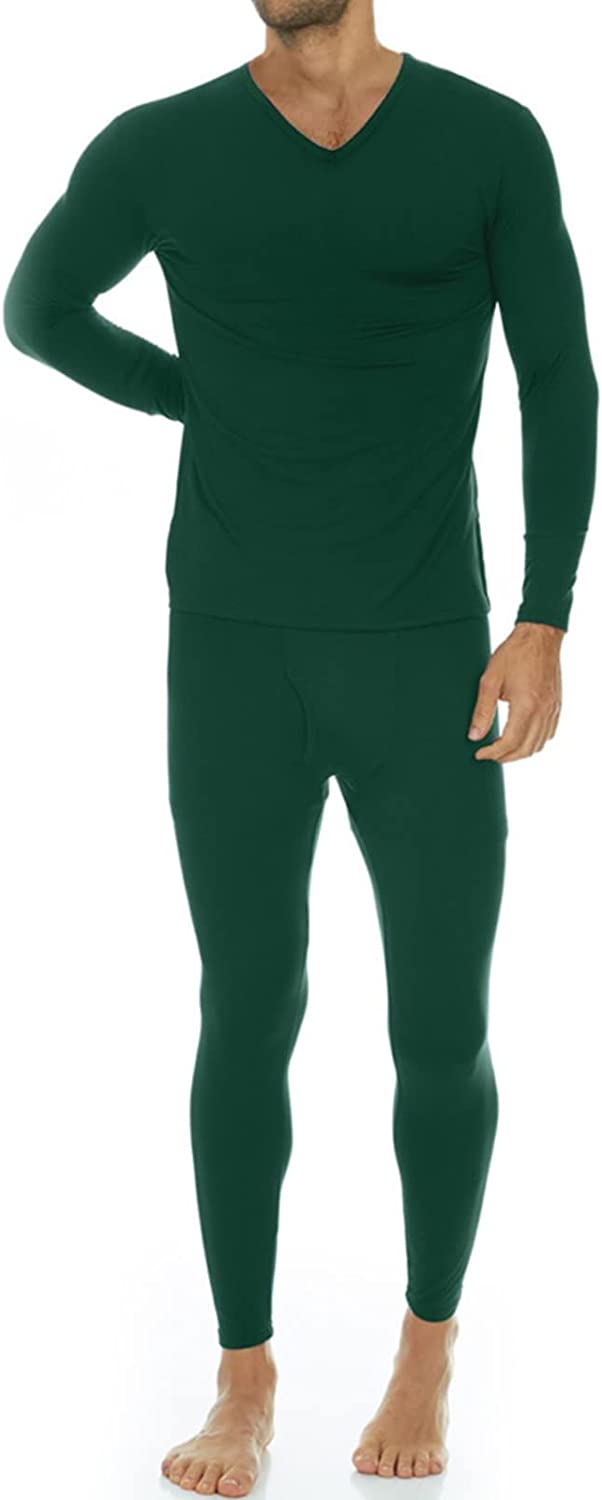 Thermajohn Long Johns Thermal Underwear for Men V Neck Fleece Lined Base Layer Set for Cold Weather
