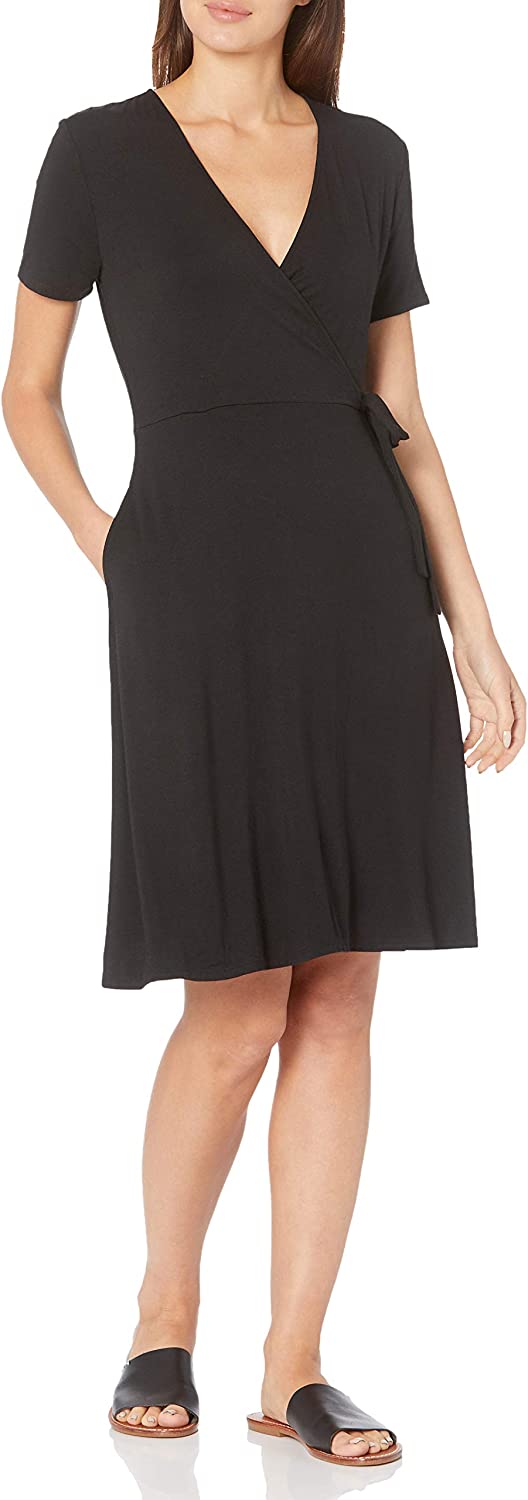 Amazon Essentials Women's Cap-Sleeve Faux-Wrap Dress