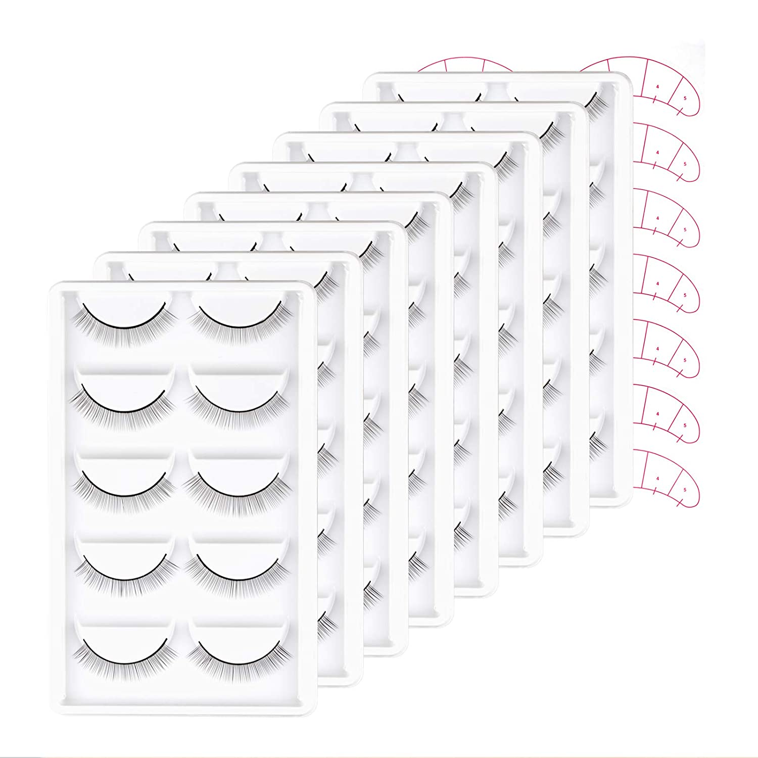 Cuckoo 40 Pairs Practice Lashes for Eyelash Extensions Training Eye Self-adhesive Lash Strips Mimic Natural Eyelash in 8 Pack Practice Eyelashes