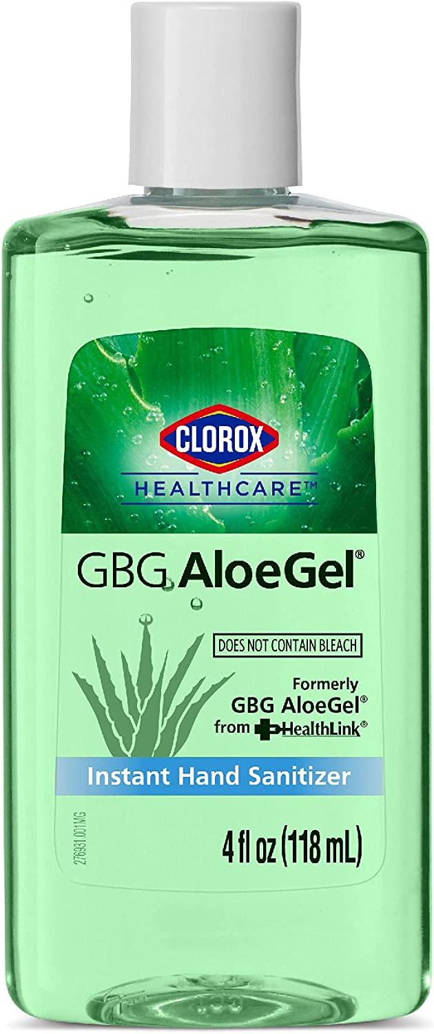 Clorox Healthcare GBG AloeGel Hand Sanitizer Gel 4oz (118ml) | Clorox Hand Sanitizer Gel Mini | Bleach Free Instant Travel Size Hand Sanitizer Gel (1 Pack)